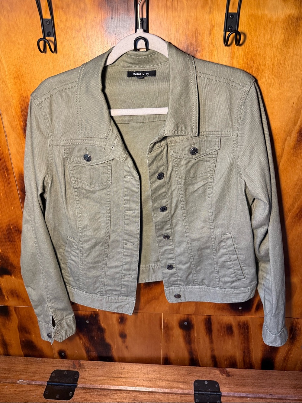 Relativity Olive Utility Jean Jacket - Women's Light Olive Green